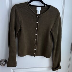 H&M Olive Green Button-Up Cardigan